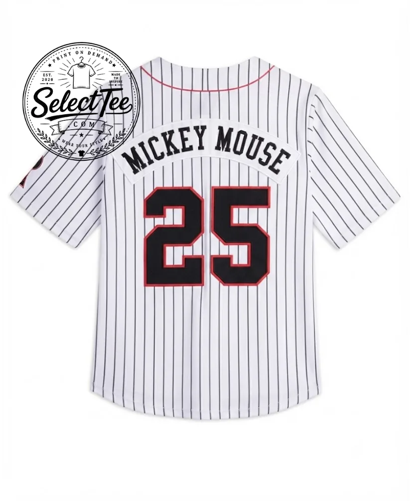 Disney Baseball Jersey - Mickey Mouse Retro Striped Sports Shirt