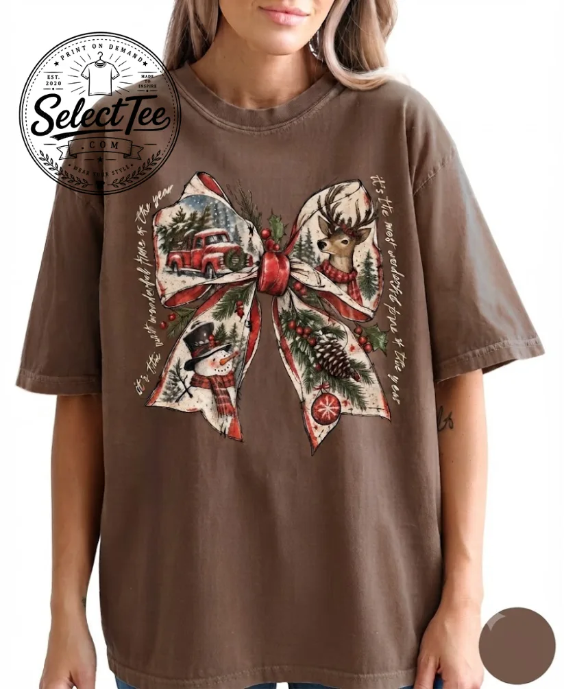 Vintage Christmas Bow T-Shirt