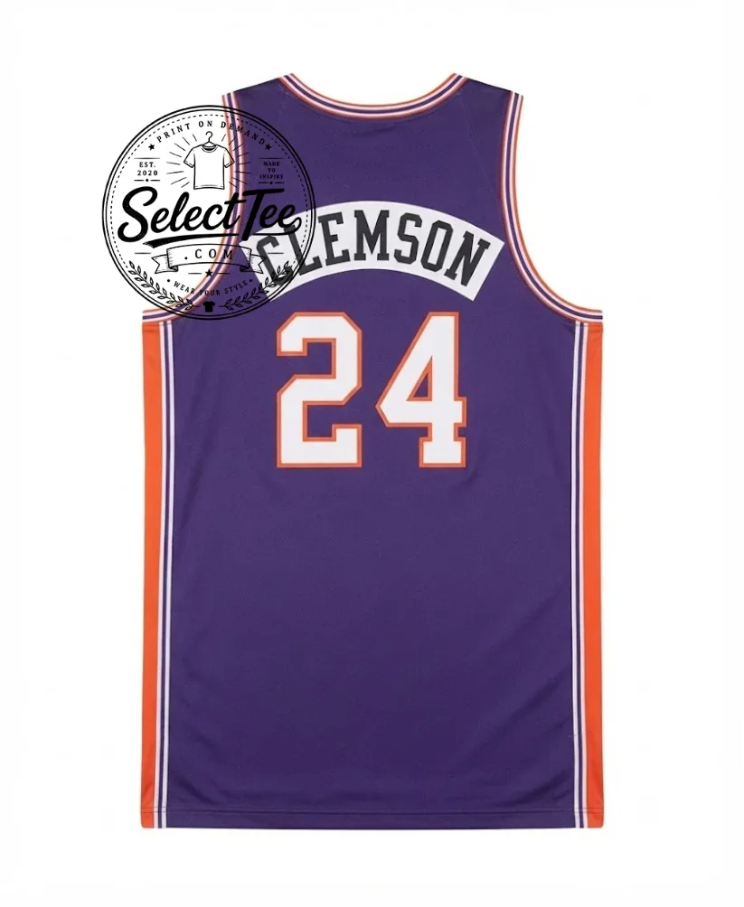 Thiết kế chưa có tên (22) Clemson Basketball Jersey - Purple & Orange Retro – image 2 of 2