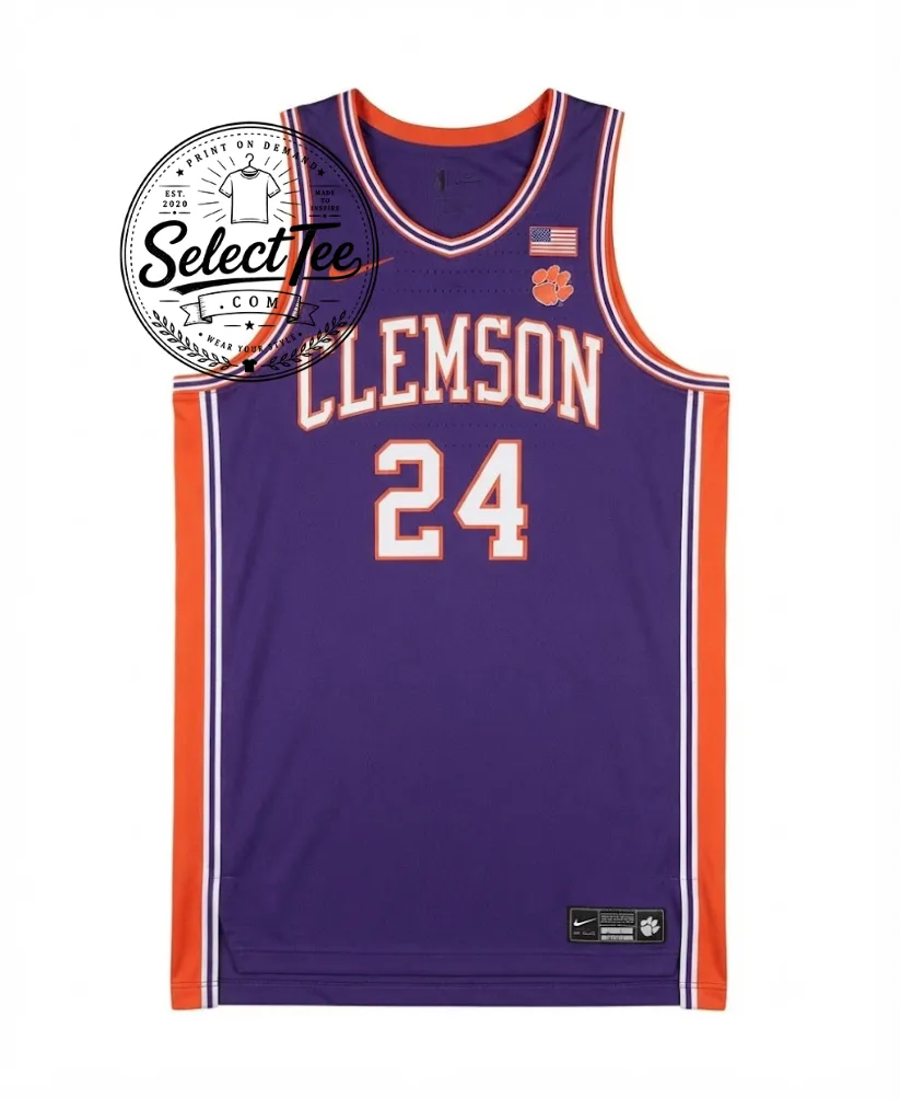 Clemson Basketball Jersey - Purple & Orange Retro