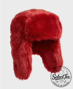 Jennie Ruby Red Plush Trapper Cap